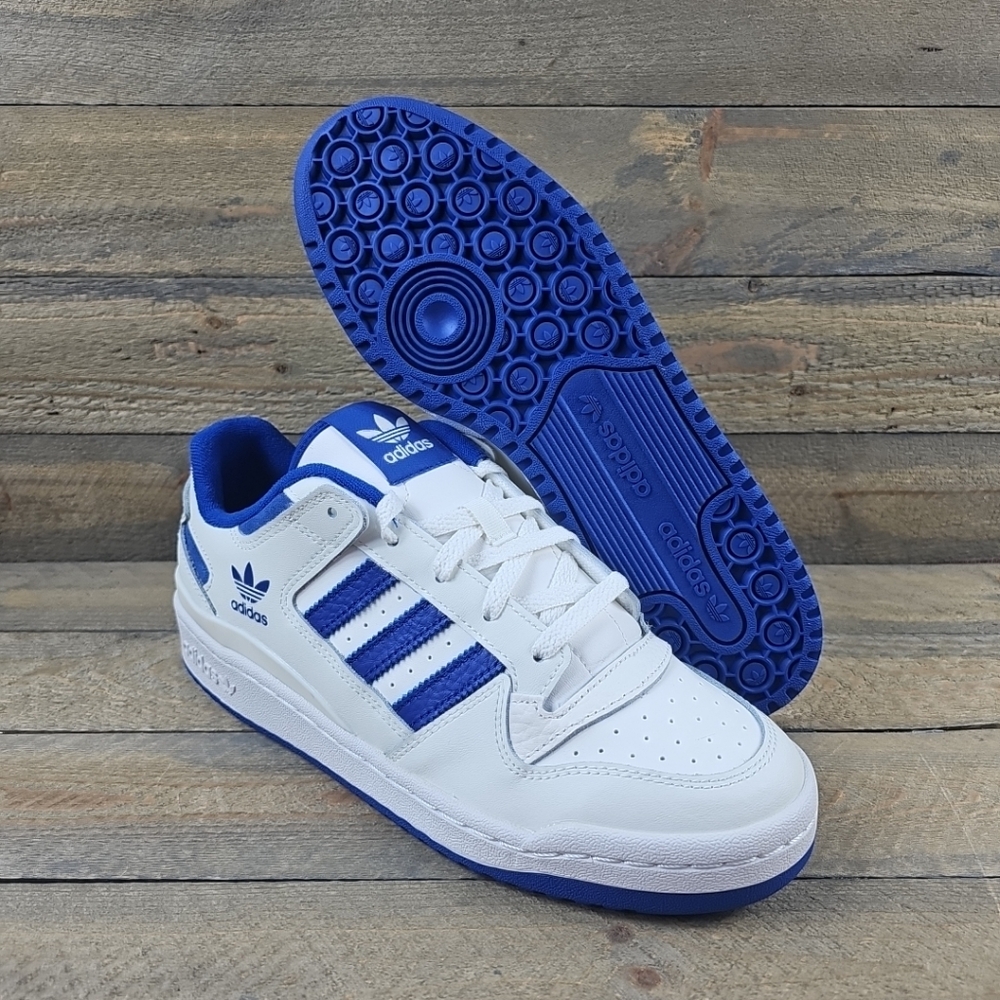 adidas Men's Originals Forum Low CL Shoes Core White/Royal Blue - Picture 12 of 13